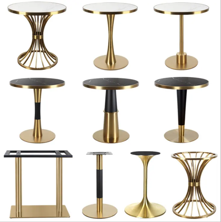 Perna de mesa de aço inoxidável café dourado, preço de fábrica