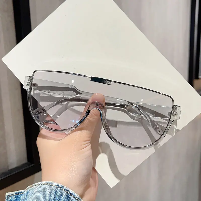 Magazzino di fabbrica mezzo telaio di un pezzo occhiali da sole arancione paralume per le donne all'ingrosso oversize UV400 Oculos eyewear