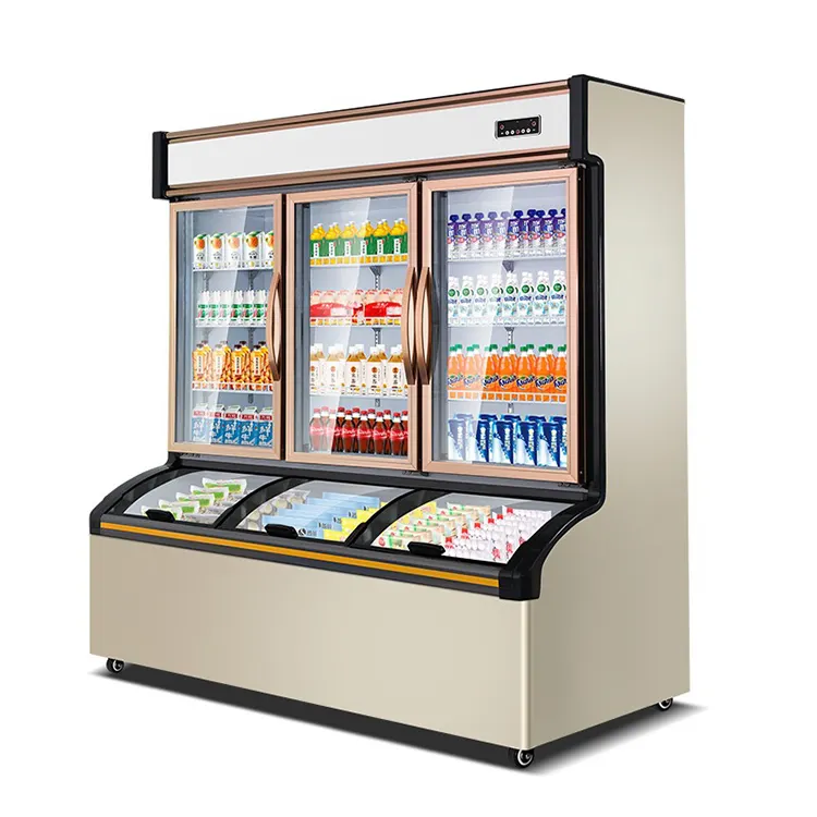 Satılık küçük süpermarket Gelato dondurma buzdolabı vitrin ticari dikey ekran buzdolabı