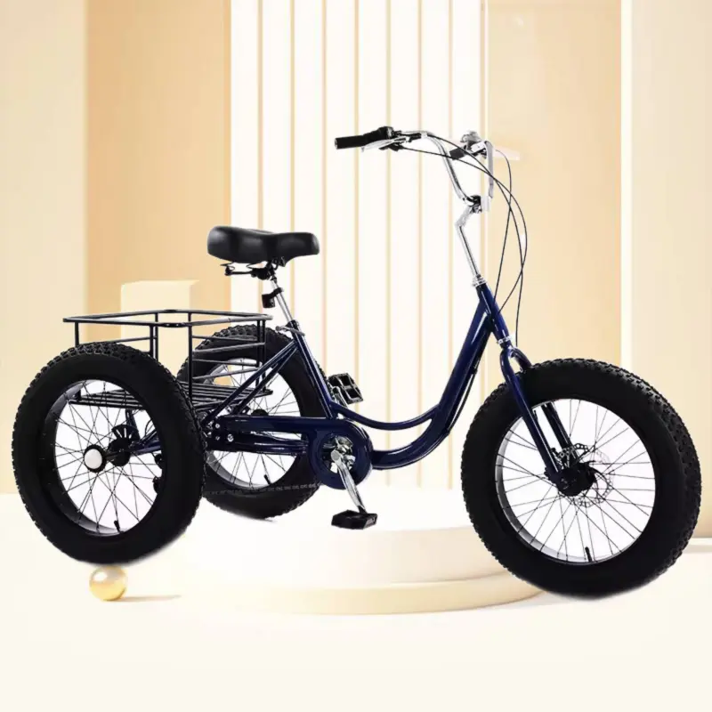 Ready to ship black color 20*4.0 fat tire pedal tricycle 3 wheel bicycle for adults
