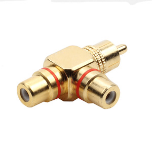 2pcs/1pair High Quality Gold Plated <strong>RCA</strong> Male to <strong>2</strong> Female <strong>RCA</strong> <strong>Splitter</strong> Adapter AV Video Audio T Plug <strong>RCA</strong> 3 Way Plug R Connector - Product Image 2