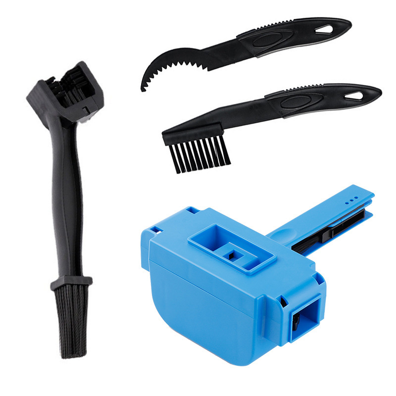 Limpiador de cadenas, cepillo de cadena azul, cepillo pequeño negro