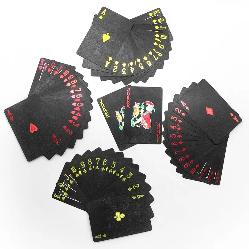 Carte da gioco con Logo personalizzato all'ingrosso di alta qualità carte da gioco dorate nere personalizzate per il tuo Design