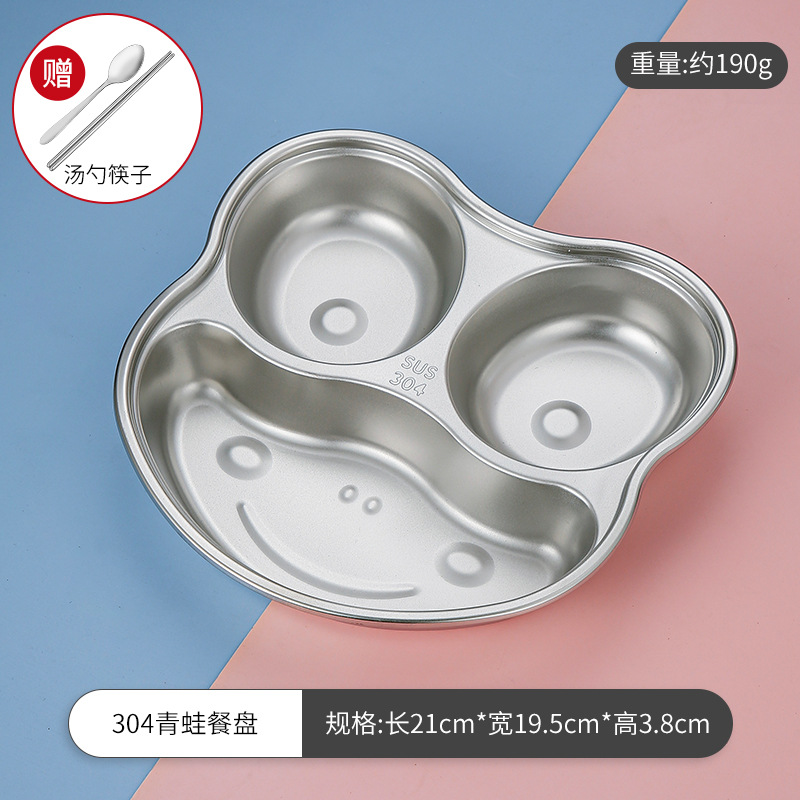 Plaque de restauration rapide à trois compartiments 304 grenouille