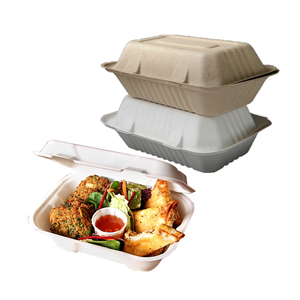 Biyobozunur restoran fast food teslimat paket servisi olan restoran take away c ambalaj hamuru öğle yemeği bagasse şeker kamışı kağit kutu konteyner - Product Image 2