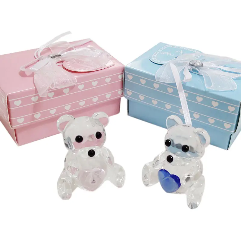 Ywbeyond urso de cristal de pelúcia, estatuetas de urso, enfeites, bebê, batizado, presentes para menino, menina, chá de bebê, lembranças