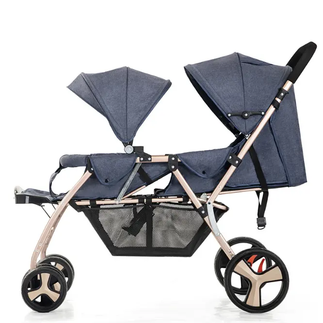 Easy Fold Two Baby Carriage Foldable Travel Pram Stroller Luxury Wagon Manufacturer Newborn 0 - 3 Years 3 Colors Are Available