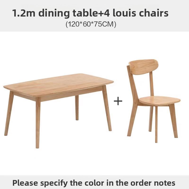 Table simple 120*60 + chaise louis*4 (tout en bois massif)