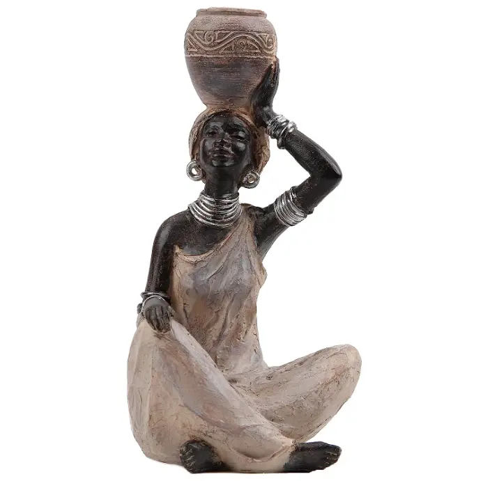 Resina mulher tribal Africano cabeças arroz frasco estátua do carro doméstico