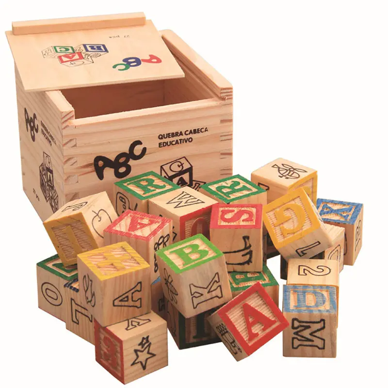 27 PC/48pcs 어린이 나무 알파벳 블록 편지 쌓기 장난감 빌딩 블록 공예 조기 학습 교육 완구