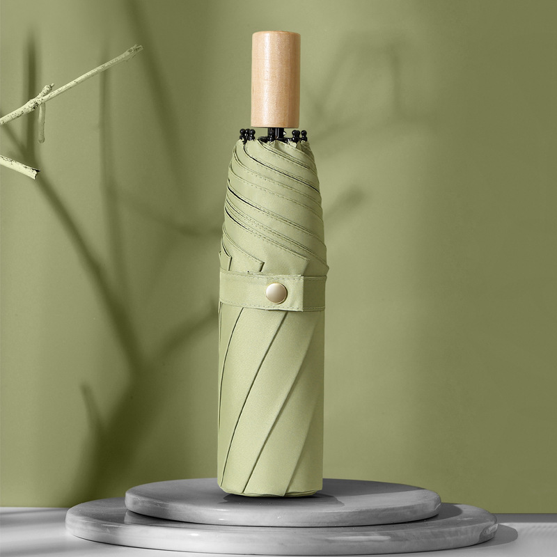 Mango de madera de 8 nervaduras de 21 pulgadas, caucho negro-verde matcha