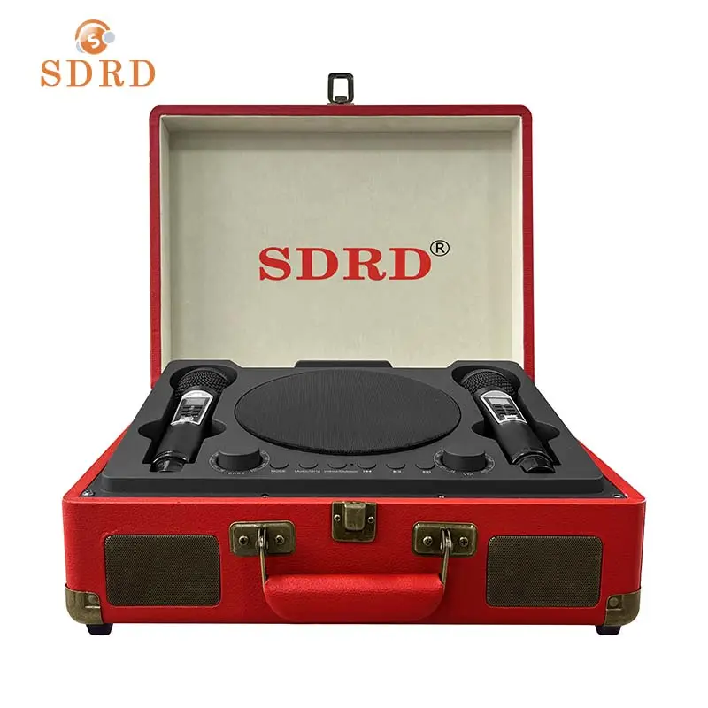 SDRDSd2109レコードプレーヤービニールヴィンテージターンテーブルポータブルノスタルジック3スピード2ステレオスピーカーsktv