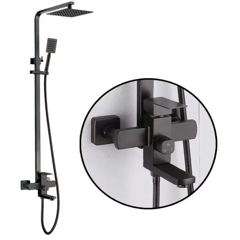 High Quality With 5 Years Warranty Black Shower Set Hot and Cold Bathroom Shower Faucet Rainfall Shower Head