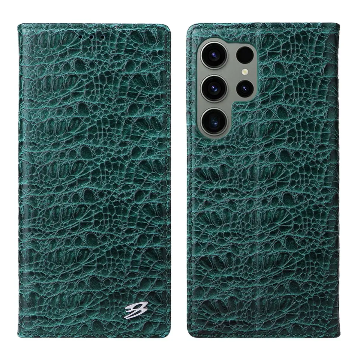 Varejo caixa embalagem couro genuíno crocodilo padrão carteira caso para Samsung Galaxy S4 ultra plus flip case