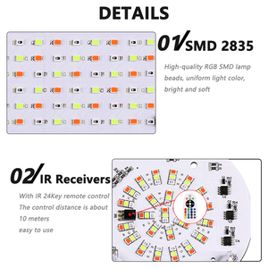 50W 100W RGB LED หลากสี DOB แผ่นวงกลมเชิงเส้น AC 220V แรงดันไฟฟ้าสูงขับฟรีและ24ปุ่ม IR ระยะไกลสำหรับโคมไฟเวที - Product Image 3