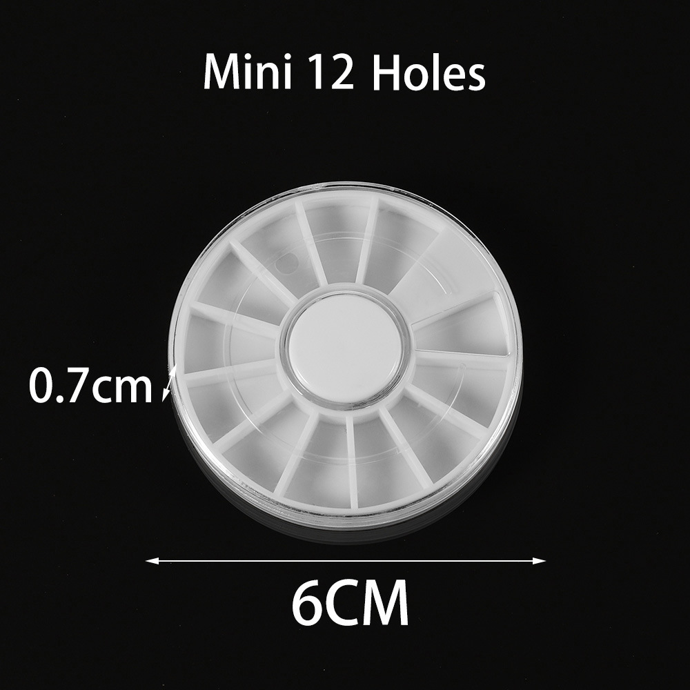 Nail Art Caja Redonda Pequeña 12 Rejillas/11g