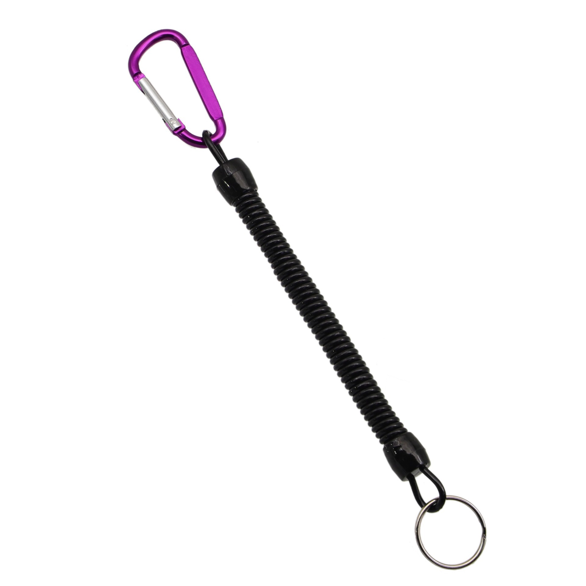 Purple buckle, black rope, iron ring