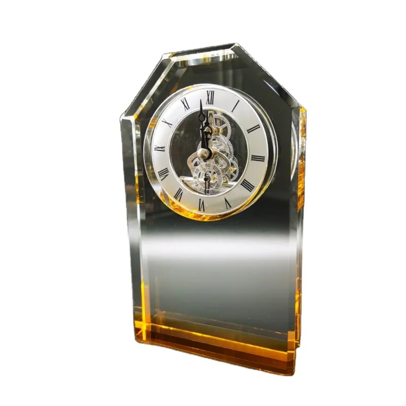 นาฬิกาคริสตัลดีไซน์ประติมากรรมเป็นเอกลักษณ์และเป็นส่วนตัวนาฬิกาของขวัญงานแต่งงานของแขกนาฬิกาคริสตัล