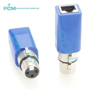 <span class=keywords><strong>DMX</strong></span> 3 PIN XLR อะแดปเตอร์ตัวเมียเป็น RJ45ตัวเมียสำหรับสายอีเทอร์เน็ต CAT5 DMX512การควบคุมไฟบนเวที CAT5 RJ45เป็น XLR Converter - Product Image 1