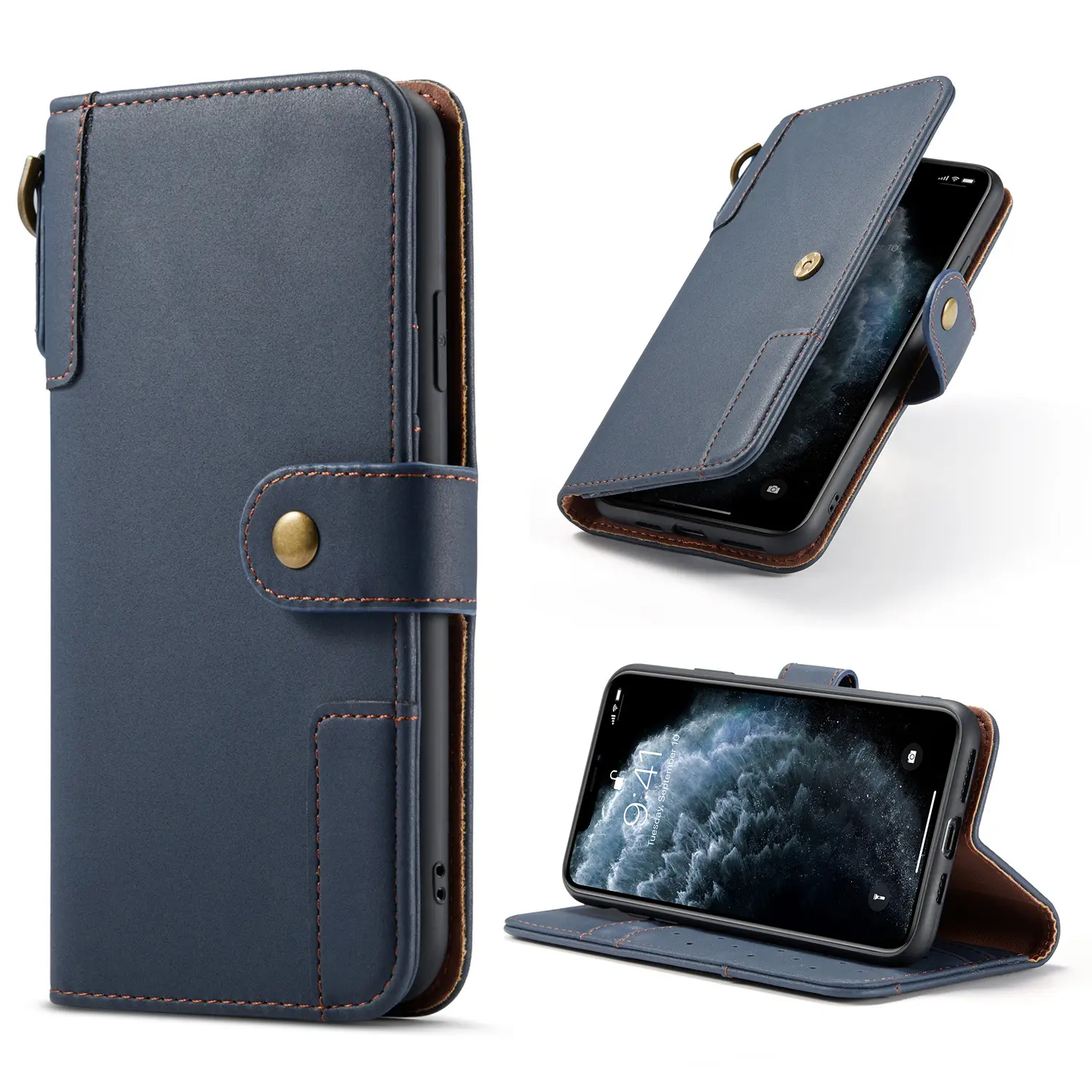 Casing dompet Flip tahan guncangan Premium UNTUK 12 13 penutup ponsel kulit asli