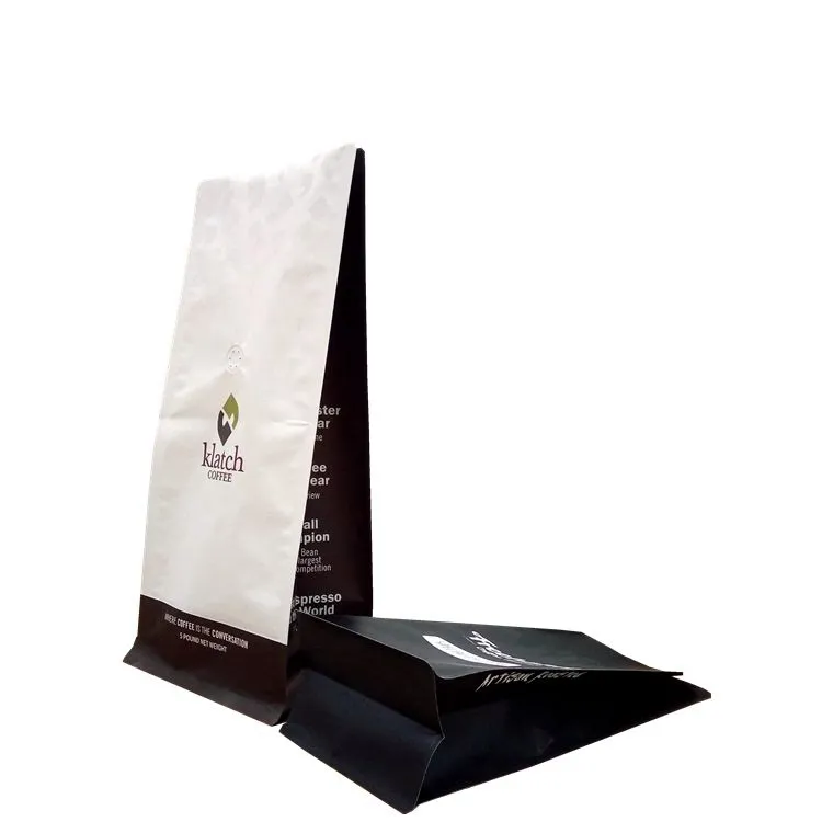 Sacchetto di chicchi di caffè con imballaggio in bianco bianco da 12 once 340G con stampa personalizzata con valvola di termosaldatura