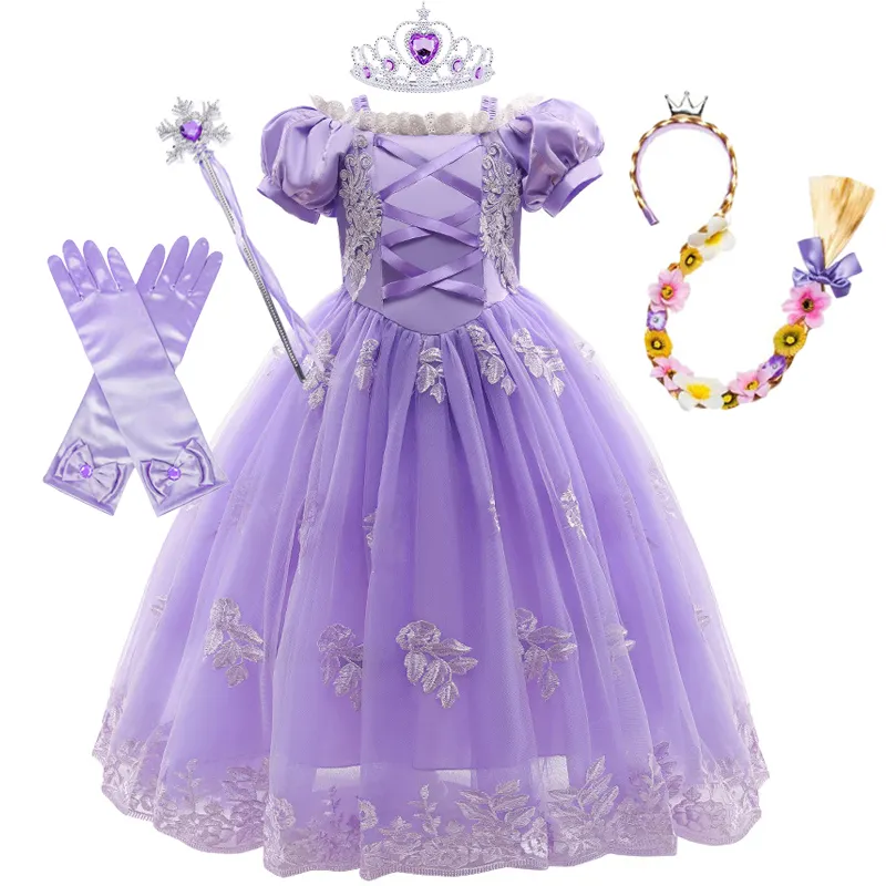 LZH-elegante vestido de princesa Floral para niños, disfraz de Halloween, Rapunzel, fiesta de Pascua, Sofía