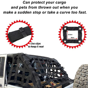 Good Price <strong>Customized</strong> Durable Polyester Webbing Cargo Net for Transport Adjustable Net for 2007-2018 <strong>Jeep</strong> Wrangler <strong>JK</strong> 4 Door - Product Image 3