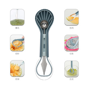 3 In 1 çok fonksiyonlu meyve tabağı aracı oyma aracı meyve yuvarlak Scoop karpuz kesici Scoop meyve oyma bıçağı - Product Image 4