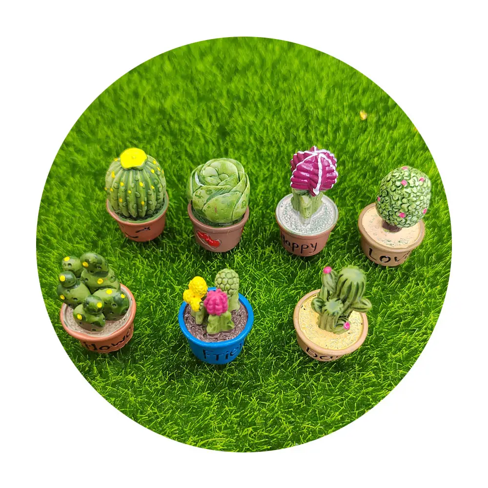 Mini planta de Cactus carnoso Artificial, Micro paisaje, casa de muñecas decorativas para figuritas en miniatura, decoración para el hogar, jardín en maceta