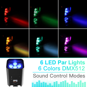 Inalámbrico construido en batería de Control remoto WiFi Par luz Luz de lavado 6PCS 18W RGBWA lavado + + + seis-en-uno Par de luz para la boda del - Product Image 3
