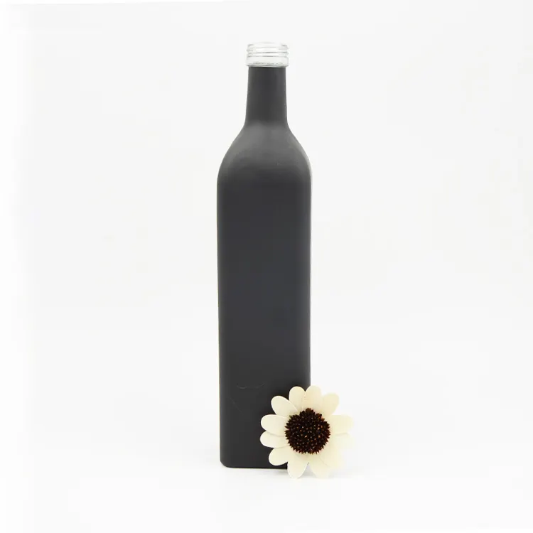 1 litre bouteille en verre noir mat huile d'olive avec couvercle bouteille vide pour huile d'olive
