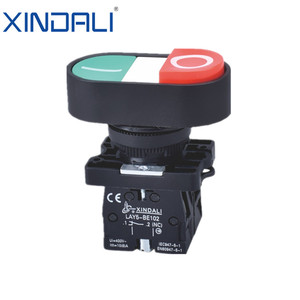 LAY5-EB8425 beleuchtete doppel köpfige Druckknopf schalter mit integrierter LED 1 bündig grün markiert 1 projiziert rot - Product Image 3