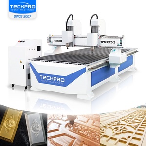 TechPro 1325 1530 <strong>CNC</strong> Aluminum Acrylic Wood Cutting Engraving <strong>Machine</strong> 3 Axis Double Head <strong>Cnc</strong> <strong>Router</strong> <strong>Machine</strong> with Vacuum Table - Product Image 1