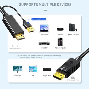 HDMI-zu-DisplayPort-Kabel 4 K60Hz (uni direktional) HDMI-Ausgang zu DisplayPort-Eingangs adapter für PC-Grafikkarte Laptop 6FT/1.8M