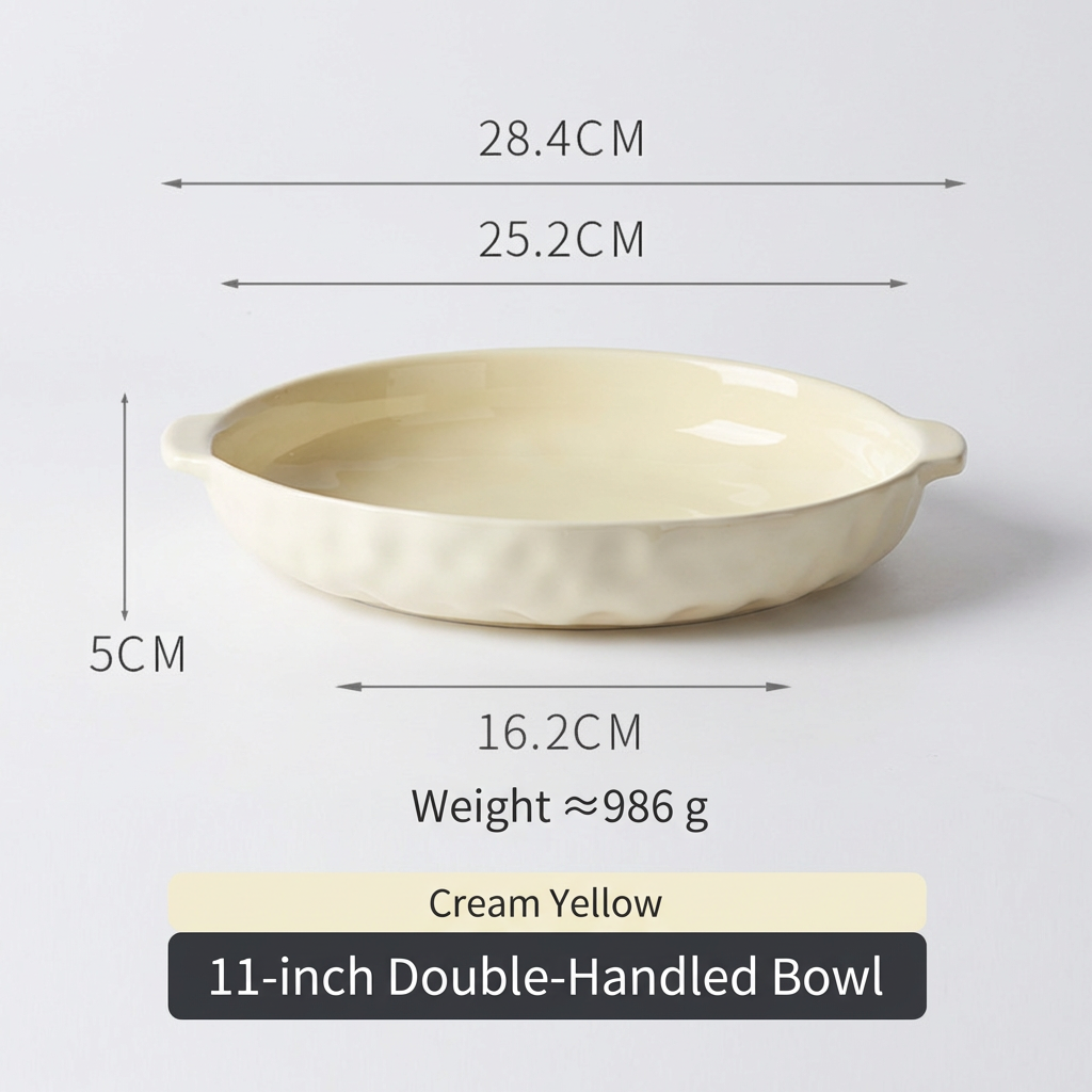 Binaural fish head bowl-cream yellow