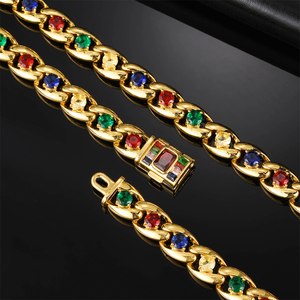 TikTok Viral Layered CZ <strong>Chains</strong> Set 10mm Iced Out Bling Colorful CZ Cuban <strong>Chain</strong> Necklace Rapper Style Gold <strong>Chains</strong> for Men - Product Image 3