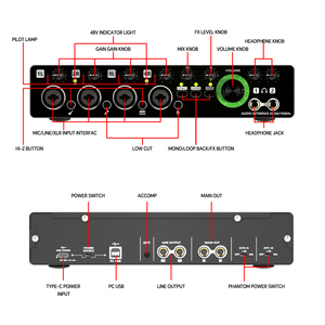 Tarjeta de sonido de interfaz de Audio USB profesional de 4 canales para grabación de Podcast instrumento Musical - Product Image 4
