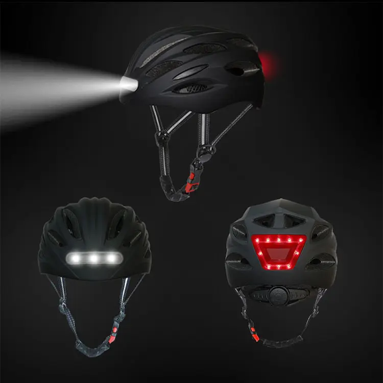 Smart Dirt Bike Helmet Vintage LED Bicycle Helmet for Men with LED Warning Light