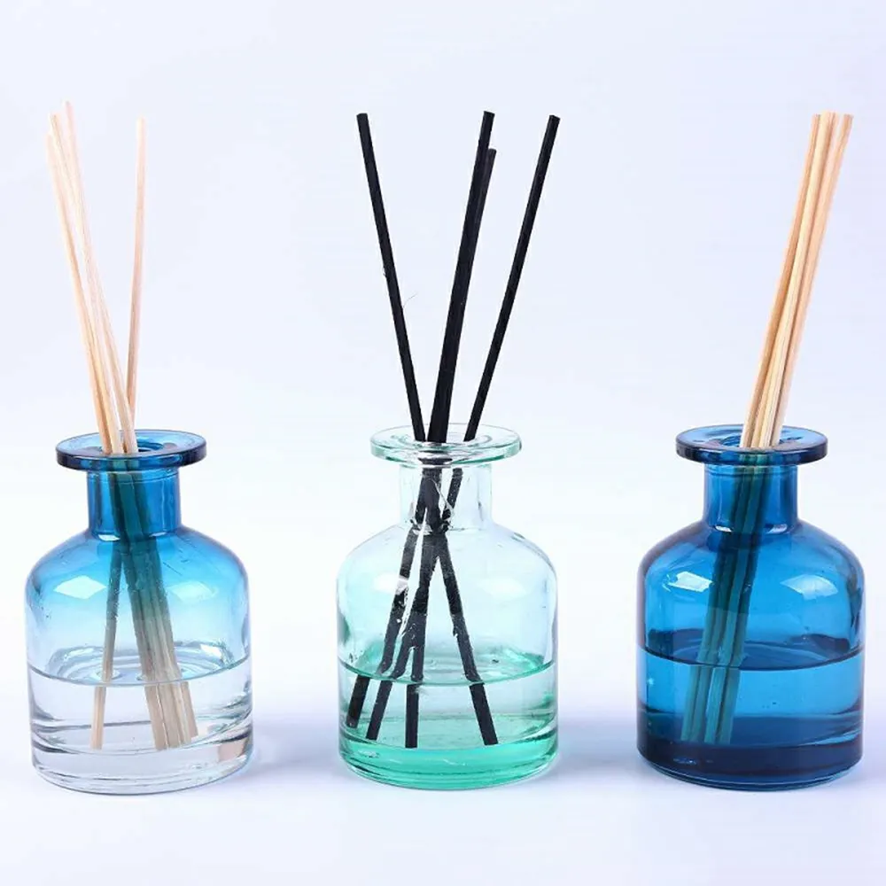 Botellas de vidrio personalizadas para aromaterapia, color azul, redondas, de lujo, para decoración del hogar, 100ml