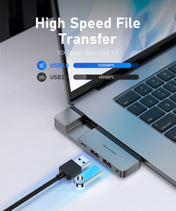 Shenzhen PULWTOP c Hub With Card Reader 5 in 1/2 Usb-c Hub Adapter <strong>mac</strong> Docking Station USB 3.0 Type C Hub 4K HD-MI Port TF Card - Product Image 4