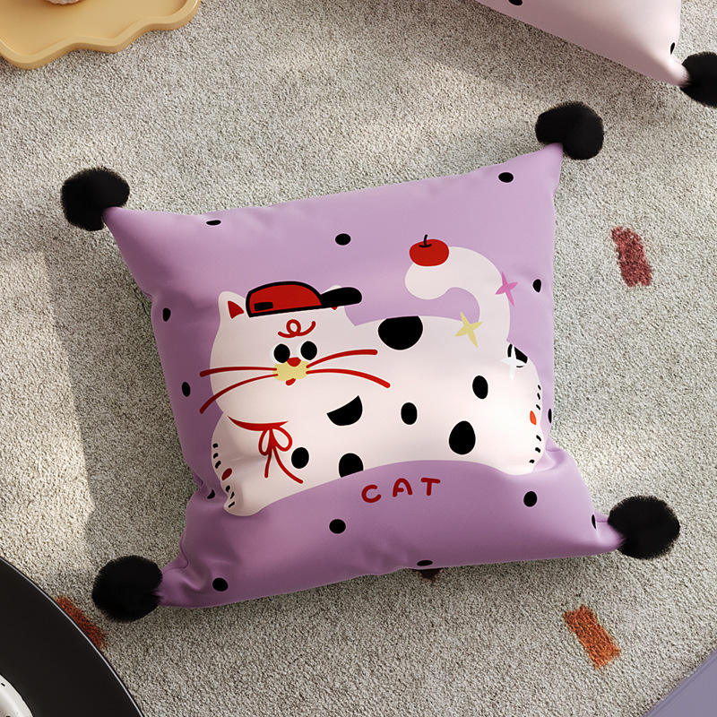 หมวกแมวลายจุดสีม่วง