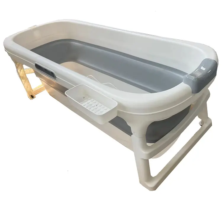 Einstellbare Thermometer-Badewanne Schwimmen Haushalt tragbare Kunststoff-Baby-Badewanne-Set große faltbare badewanne mit Abdeckung