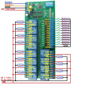 12CH DC12V NPN Digital Input <strong>Output</strong> UART RS485 <strong>Relay</strong> <strong>Module</strong> <strong>Modbus</strong> RTU DIN35 C45 Rail Box Board for Machine Control PLC PTZ - Product Image 3