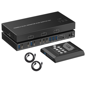 2x2 Dual Monitor KVM Switch USB3.0 EDID Extended Splicing Wall Matrix 4K60Hz <strong>HDMI</strong> KVM Switch 2 Monitor 2 <strong>Computers</strong>