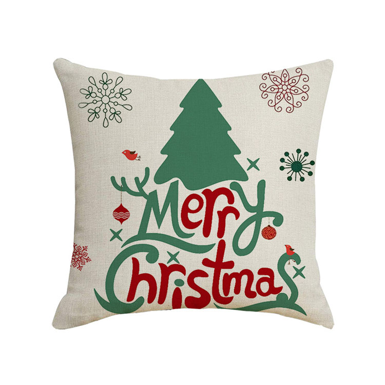 Christmas Snowflake Plaid Letters Deer Print Linen Cushion Cover Wholesale
