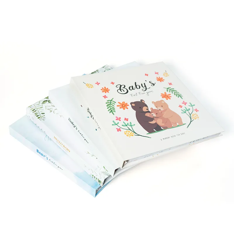 Journal de bébé neutre pour les sexes Album photo de scrapbooking Album photo à couverture rigide Livre de souvenirs pour bébé