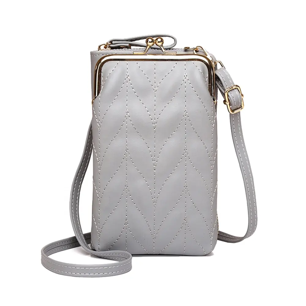 Boshiho 새로운 패션 디자인 미니멀리즘 슬링 지갑 휴대 전화 가방 여성 가방 전화 케이스 가방 지갑 가죽 스트랩