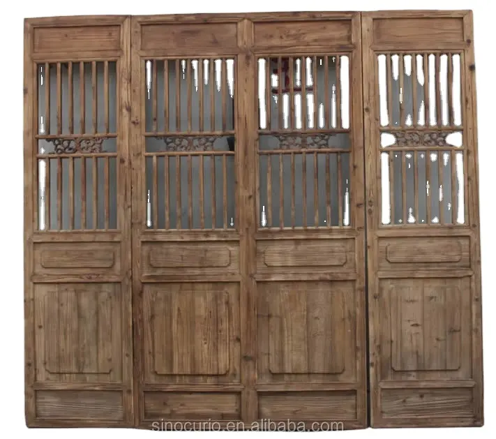 Pantalla plegable de tallado de madera antigua China, divisor de pantalla de madera, pantalla decorativa antigua