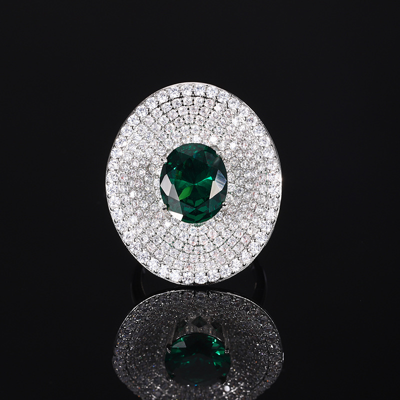 Anillo nano verde platino de tamaño ajustable