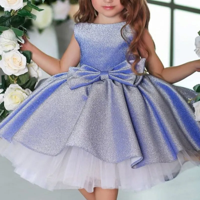 Vestido de Organza con volantes para niñas pequeñas, vestido largo elegante para fiesta de cumpleaños y primera comunión